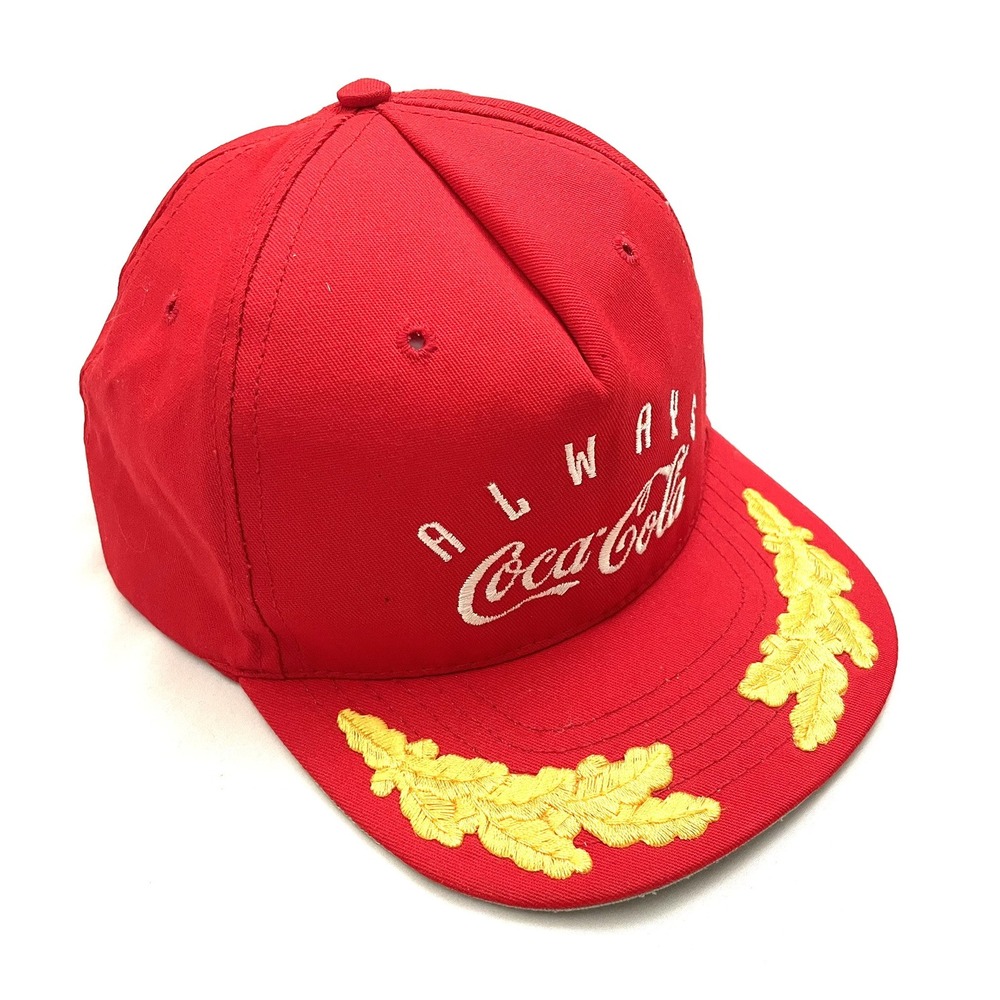 RARE Vintage Always Coca Cola Snapback Hat Cap Gold Leaf Embroidered Made in USA